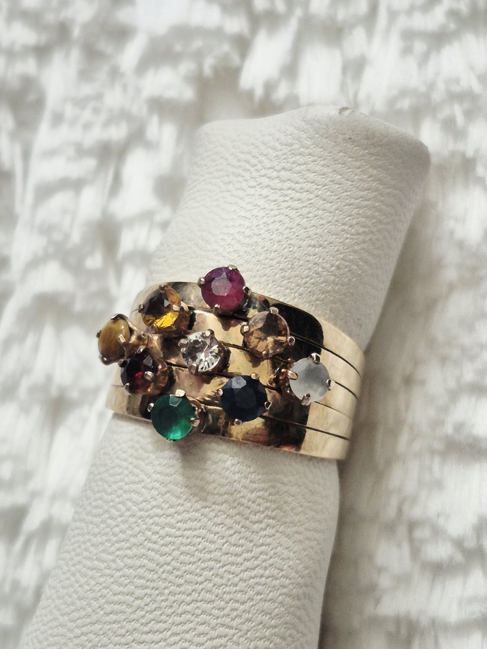 Estate 14k Gold Multicolor Gemstone Cluster Gold Ring - Picture 7 of 13